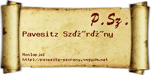 Pavesitz Szörény névjegykártya